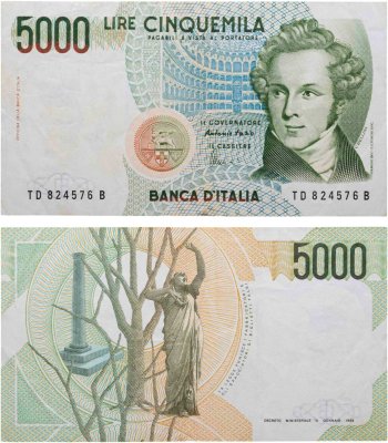 купить Италия 5000 лир 1985 (Pick 111b)