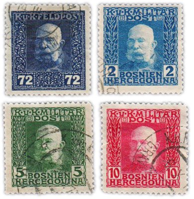 купить Босния и Герцеговина марки набор из 4 штук "Император Франц Иосиф"