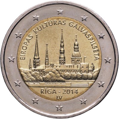 купить Латвия 2 евро 2014 "Рига - культурная столица Европы"