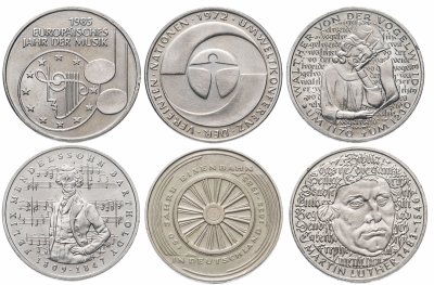 купить Германия (ФРГ) набор из 6 юбилейных монет 5 марок 1980-1985