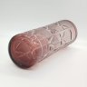 Купить Ваза марганцевого оттенка с геометрическим рельефным декором, цветное стекло, резьба, СССР, 1950-1980 гг.