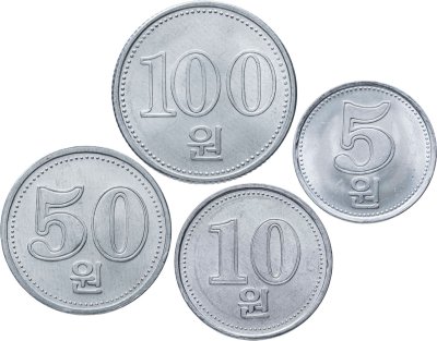 купить Северная Корея - набор 4 шт - 5, 10, 50, 100 вон 2005