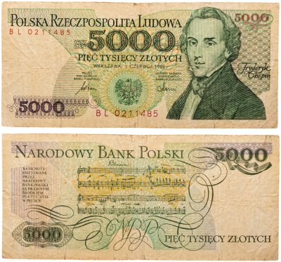 купить Польша 5000 злотых 1986