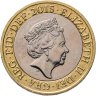 Купить Великобритания 2 фунта (pounds) 2015, Портрет королевы с инициалами  "JC"