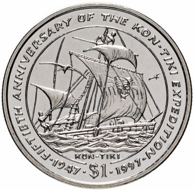 купить Либерия 1 доллар (dollar) 1997 "50 лет экспедиции Кон-Тики"