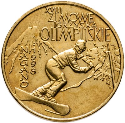 купить Польша 2 злотых (zlotе) 1998 XVIII зимние Олимпийские Игры, Нагано-98