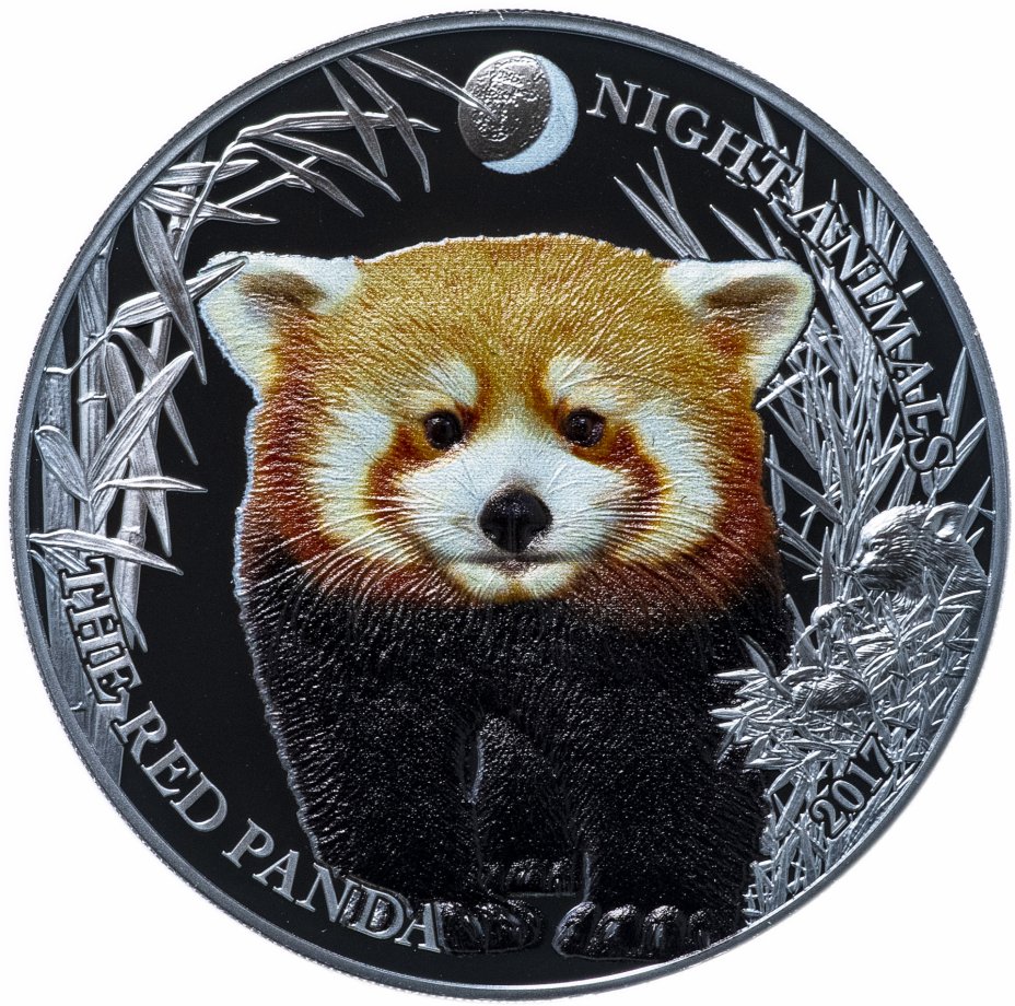 купить Острова Кука 5 долларов 2017 "Ночные животные - Красная панда", в футляре с сертификатом