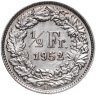 Купить Швейцария 1/2 франка 1875-1967 гг. сохранность AU/UNC со штемпельным блеском [серебро 835 пробы 2.5 г]