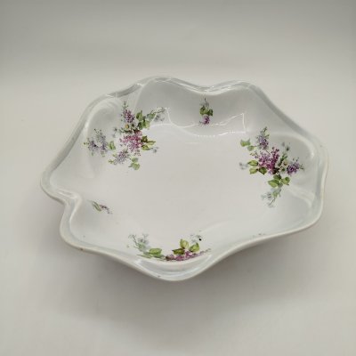 купить Блюдо фигурное в стиле модерн с цветочным декором, фаянс, деколь, Россия, 1910-1930 гг.