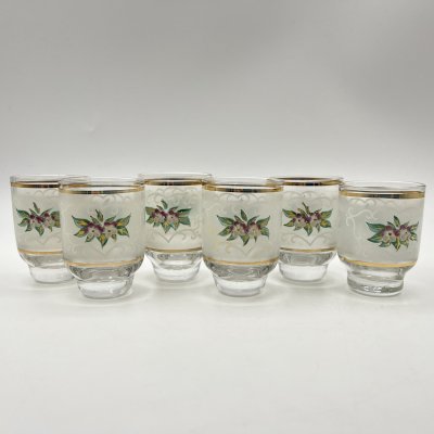 купить Набор из шести стопок с лепным цветочным декором, стекло, роспись, матирование, лепнина, золочение, Bohemia Crystal (Bohemia Glass), Чехия, 1980-2000 гг.