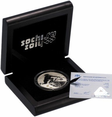Купить 3 рубля 2014 СПМД Proof "XXII Зимняя Олимпиада в Сочи - Кёрлинг", с сертификатом