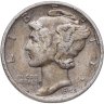 Купить США 10 центов (дайм, one dime) 1945  Mercury Dime (дайм «Меркурий») без обозначения монетного двора