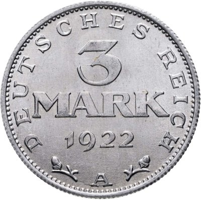 купить Германия 3 марки (mark) 1922 "3-я годовщина Веймарской конституции"
