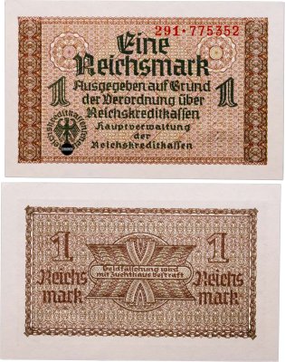 купить Германия 1 рейхсмарка (reichsmark) 1940-1945 "Немецкие оккупационные территории"