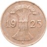 Купить Германия 1 рейхспфенниг 1925, знак монетного двора "A" — Берлин