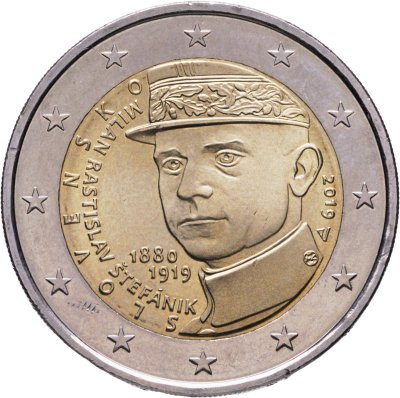 купить Словакия 2 евро 2019 "100 лет со дня смерти Милана Растислава Штефаника"