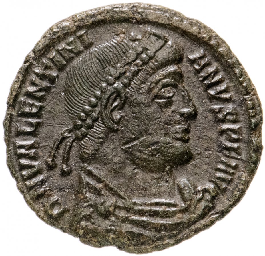 купить Римская Империя, Валентиниан I, 364-375 гг, центенионалис (реверс: Виктория идет влево, в руках - венок и пальмовая ветвь)