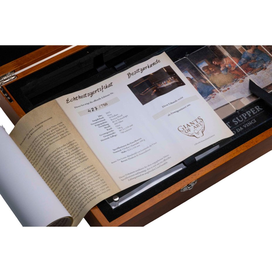 купить Остров Ниуэ 5 долларов 2012 набор-паззл из 7-ми монет "Тайная вечеря", в футляре с сертификатом