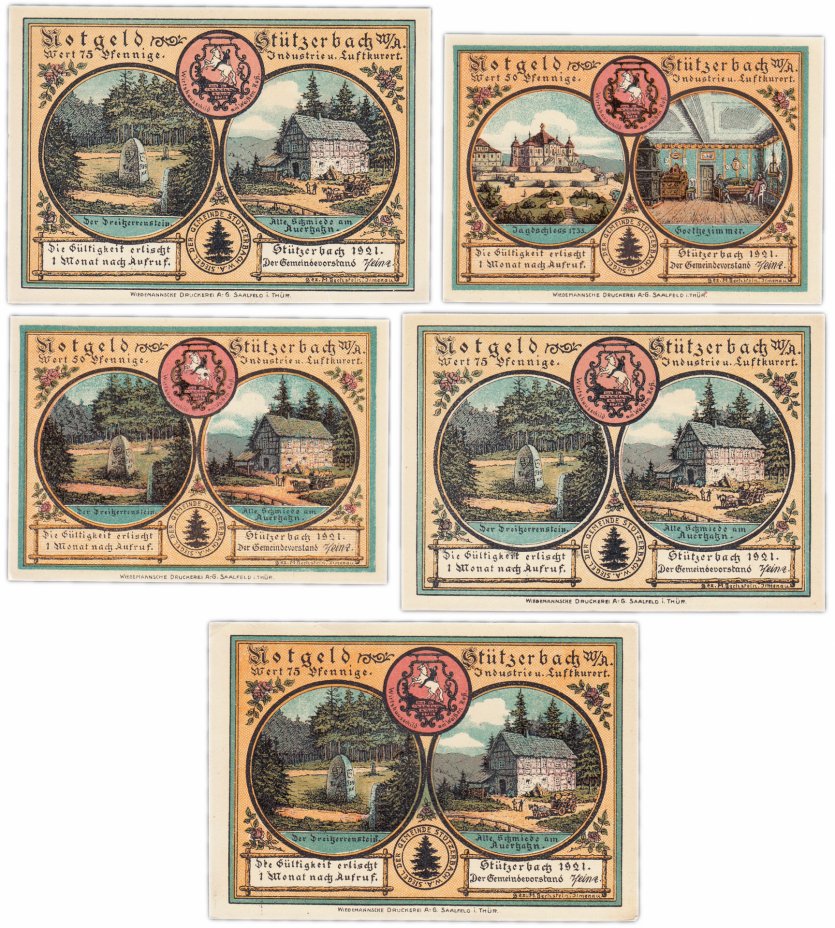 купить Германия (Тюрингия: Штютцербах) набор из 5 нотгельдов 1921