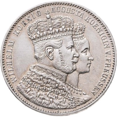 купить Германия, Пруссия 1 союзный талер (vereinstaler) 1861 "Коронация Вильгельма I и Августы"
