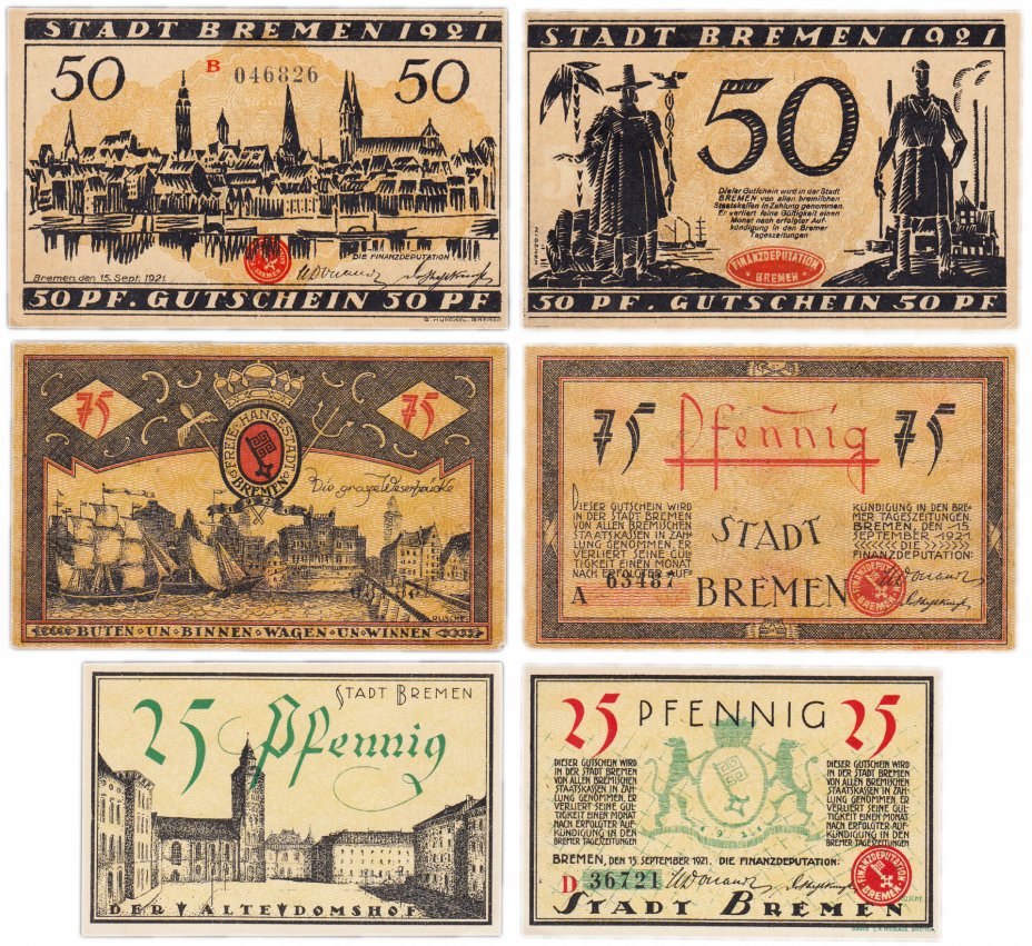 купить Германия (Бремен: Бремен) набор из 3-х нотгельдов 1921