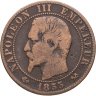 Купить Франция 5 сантимов (centimes) 1855 B  знак монетного двора: "B" - Руан
