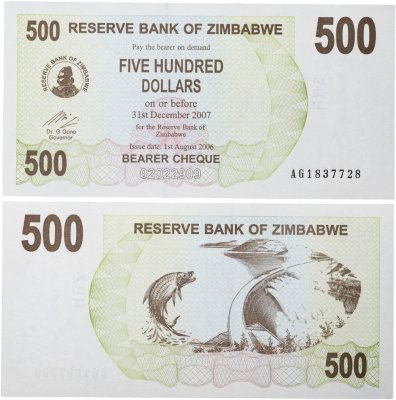 купить Зимбабве 500 долларов 2007
