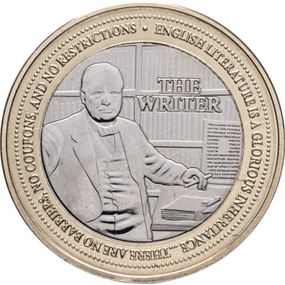 купить Джерси 2 фунта 2024 "150 лет со дня рождения Уинстона Черчилля. Писатель"