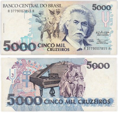 купить Бразилия 5000 крузейро 1990 года (Pick 232a)