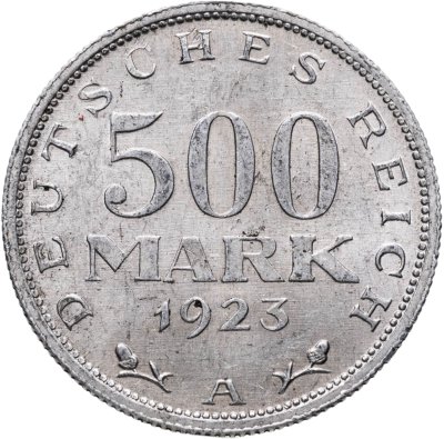 купить Германия 500 марок (mark) 1923 A знак монетного двора "A" — Берлин