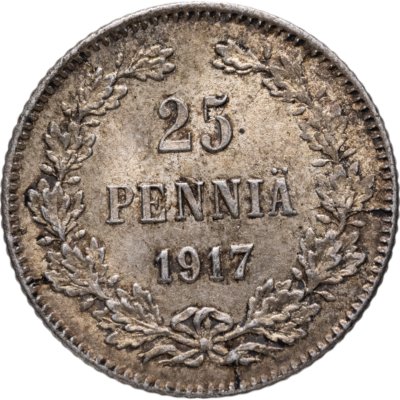 купить 25 пенни (pennia) 1917 S орел без корон, Российская Финляндия