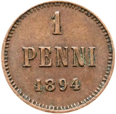 купить 1 пенни 1894, монета для Финляндии