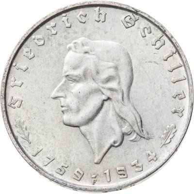 купить Германия, Третий рейх 2 рейхсмарки (reichsmark) 1934 "175 лет со дня рождения Фридриха Шиллера"