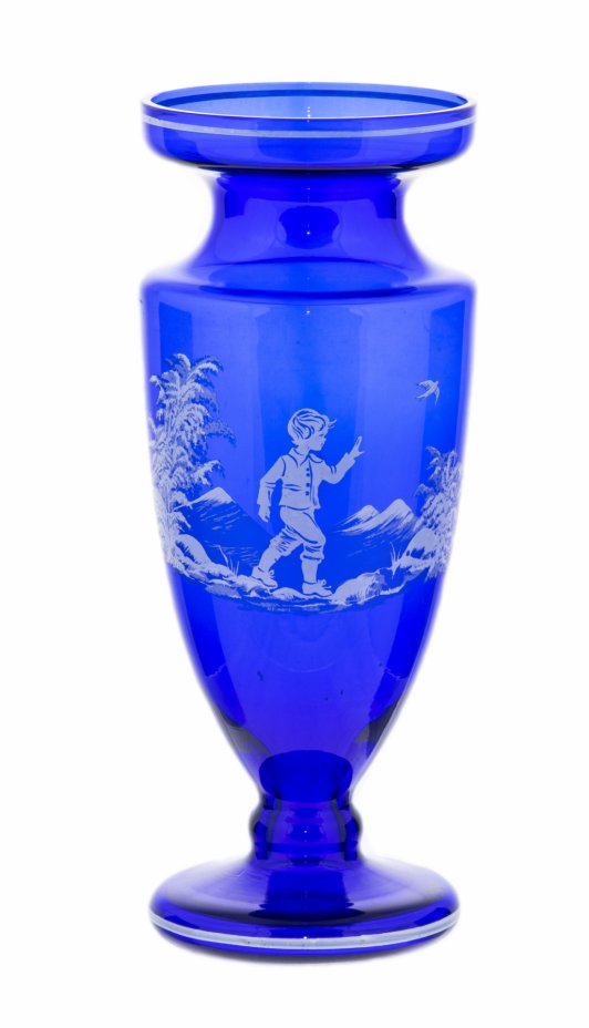 купить Ваза для цветов из синего стекла  в стиле "Мери Грегори", стекло, Западная Европа, 1970-1990 гг.