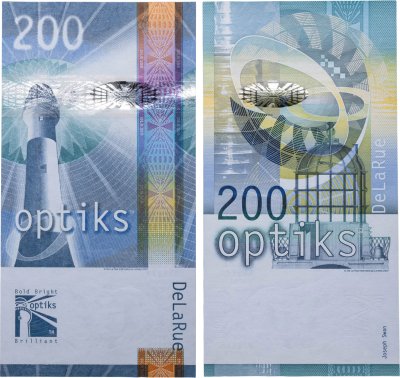 купить Тестовая банкнота Великобритания 2007 De La Rue 200 "Маяк Оптика"