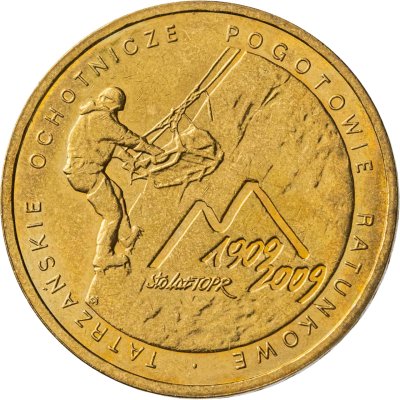 купить Польша 2 злотых 2009 "100 лет поисково-спасательной службы в Татрах"