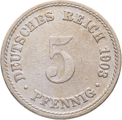 купить Германия 5 пфеннигов (pfennig) 1903 A знак монетного двора: "A" - Берлин