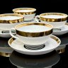 Купить Сервиз чайный с полосатым декором на 6 персон (15 предметов), фарфор, золочение, Дулевский фарфоровый завод (Дулёво), СССР, 1968-1980 гг.