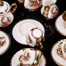Купить Сервиз кофейный с декором в виде галантной сцены на 6 персон (15 предметов), фарфор, деколь, золочение, Европа, 1970-1990 гг.