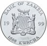 Купить Замбия 1000 квача 1999 "Европейское единство - 5 евро"