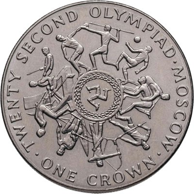 купить Остров Мэн 1 крона 1980 "XIII зимние Олимпийские Игры, Лейк-Плэсид 1980"