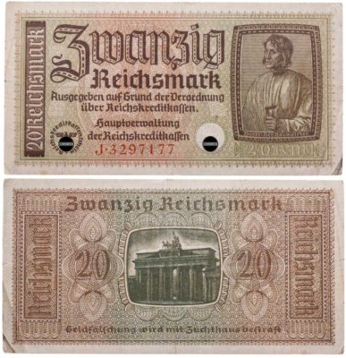 купить Германия, Третий Рейх 20 марок 1940-1945