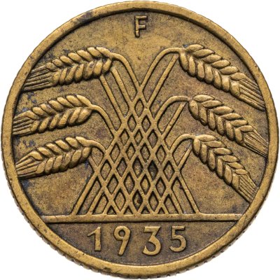 купить Германия 10 рейхспфеннигов (reichspfennig) 1935 F знак монетного двора "F" — Штутгарт