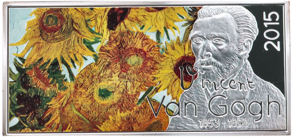купить Габон 1000 франков 2015 "Ван Гог. Ваза с подсолнухами"