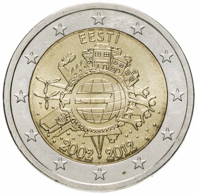 Купить Эстония 2 евро 2012 "10 лет наличному обращению евро"