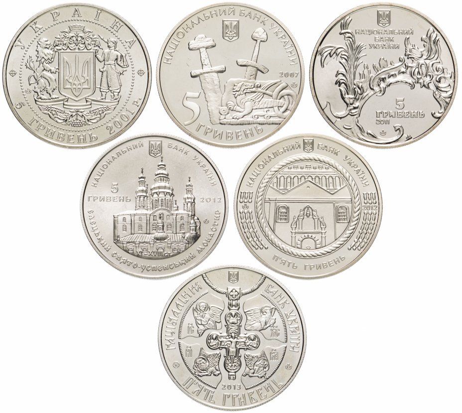 купить Украина набор из 6 монет 5 гривен 2001-2013