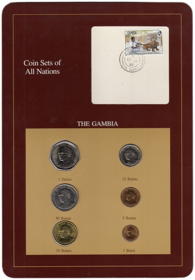 купить Серия "Наборы монет всех стран мира" - Гамбия (набор из 6 монет и 1 марки в буклете)