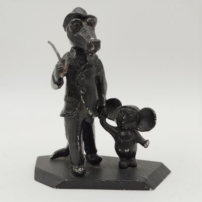 купить Статуэтка "Крокодил Гена и Чебурашка", металл, крашение, СССР, 1970-1990 гг.