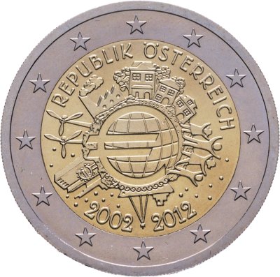 купить Австрия 2 евро 2012 "10 лет евро"
