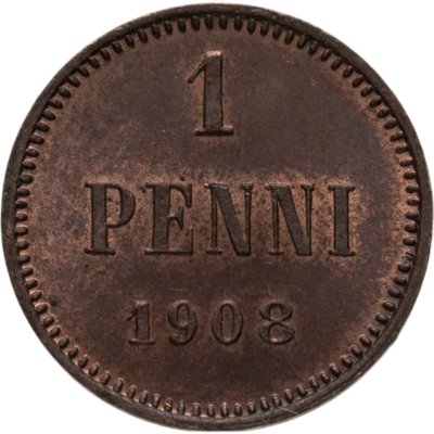 купить 1 пенни (penni) 1908, монета для Финляндии